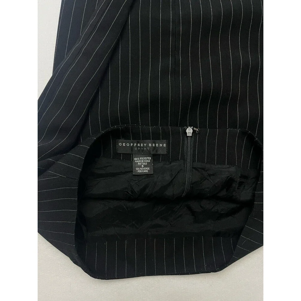 Geoffrey Beene Women's Black Pinstripe Pencil Skirt Size 8 Knee Length Lined